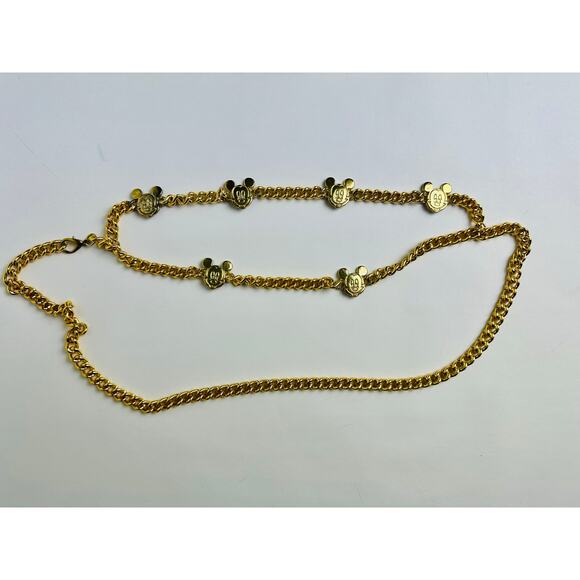 Vintage Mickey Mouse Disney Adjustable Chain Belt Glentex New York Gold Tone 42" - Picture 13 of 16